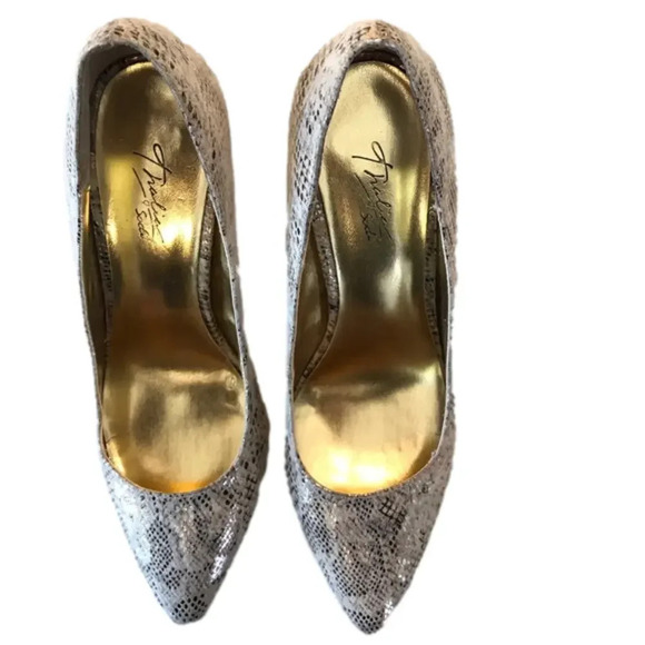 Thalia Sodi Leather Snakeskin Print Pumps with Gold Heels women’s size 7 shoes - Picture 5 of 9